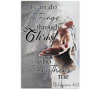 SMAZDFXX God'S Hand I Can Do All Things Through Christ Who Strengthens Me Metal Sign Retro Vintage Poster Wall Art Decor 8X12 Inches
