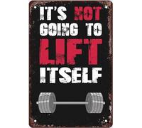 SMAZDFXX Gym Decor Signs Weight Lifting Poster It'sGoing To Lift Itself Retro Metal Tin Sign For Home Studio Office School Wall Art Decor Vintage Metal Plaque Wall Decor Gift For Women Men 8x12 Inch