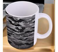 SMAZDFXX Halloween Bats Grey Mug Personalized Coffee Mug Sublimation Mugs Ceramic Mugs Tea Cup Funny Coffee Cup Unique Gift Tea Cups for Coffee Tea Latte Soup Milk Hot Cocoa 11 Oz