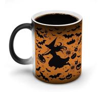 SMAZDFXX Halloween Witch Flying Coffee Mug Novelty Sensitive Ceramic Mugs Tea Cups for Tea/Latte/Cappuccino/Milk/Cocoa