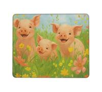 SMAZDFXX Happy Farm Pig in Floral Meadow Mouse Pad Rectangular Waterproof with Anti Slip Rubber Base Mouses Pads 8.3 x 10.3 in