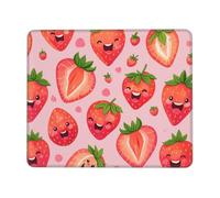 SMAZDFXX Happy Strawberry Mousepad Non-Slip Waterproof Print Stitched Edges Rubber 7.9 X 9.5 in