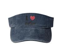 SMAZDFXX I Love Belize Sun Visor Hats for Women Men Sun Hat Sports Golf Caps Baseball Cap Navy Blue
