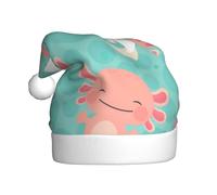 SMAZDFXX Kawaii Axolotl Festive Plush Santa Hat For Adults, Soft Christmas Party Hat With Fur Trim For Holiday Events