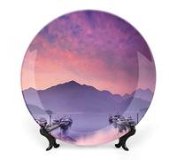 SMAZDFXX Landscape Dinner Plate, Blue Water Lake Tahoe Print Ceramic Wall Hanging for Fine Dining, Upscale Events, Dinner Parties, Weddings, Catering, Christmas, Thankgiving Decor