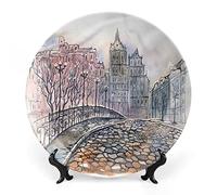 SMAZDFXX Landscape Dinner Plate, Blue Water Lake Tahoe Print Ceramic Wall Hanging for Fine Dining, Upscale Events, Dinner Parties, Weddings, Catering, Christmas, Thankgiving Decor