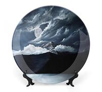 SMAZDFXX Landscape Dinner Plate, Blue Water Lake Tahoe Print Ceramic Wall Hanging for Fine Dining, Upscale Events, Dinner Parties, Weddings, Catering, Christmas, Thankgiving Decor