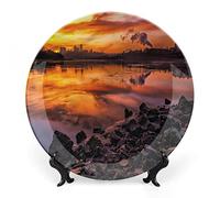 SMAZDFXX Landscape Dinner Plate, Blue Water Lake Tahoe Print Ceramic Wall Hanging for Fine Dining, Upscale Events, Dinner Parties, Weddings, Catering, Christmas, Thankgiving Decor
