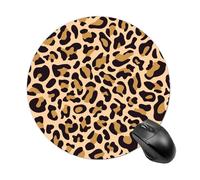 SMAZDFXX Leopard Skin Pattern Mouse Pad Round Mouse Mat Non-Slip Rubber Base Mousepad for Computer Laptop Gamer Home Office Desk Accessories 8in