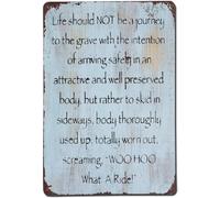 SMAZDFXX Life ShouldBe A Journey to The Grave Vintage Quotes Metal Sign Retro Quote Saying Words Bar Men Cave Garden Wall Art Rustic Farmhouse Home Decor 6x8 inch