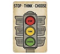 SMAZDFXX Life'S Traffic Lights Stop Thinking, Make A Choice Wall Decor For Home Bedroom Outdoor Courtyard Country Garden Bathroom Decor 1Pc 8×12 Inch, Retro Metal Sign