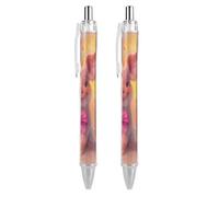 SMAZDFXX Lovely Pig with Pink Bow Retractable Ballpoint Pen with 0.5 Mm Point Black Ink Smoothly Writing 2 PCS