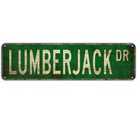 SMAZDFXX LUMBER JACK DR Vintage Tin Signs Art Plaque Aluminum for Bedroom Kitchen Garden Wall Bar Club Coffee Hanging Home Decor 4x16 Inch
