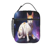SMAZDFXX Lunch Box Bag for Adult Galaxy Feline Orange Spots 3D Animal Tote Box Adjustable Reusable Insulated Men Women Cooler Bag Office Picnic 10x8x4in