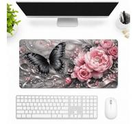 SMAZDFXX Luxurious Butterfly and Floral Symphony Large Extended Gaming Mouse Pad 12"x24", Desk Mat