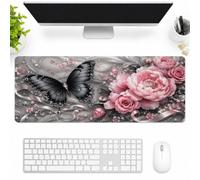 SMAZDFXX Luxurious Butterfly and Floral Symphony Large Extended Gaming Mouse Pad 12"x31.5", Desk Mat