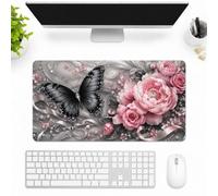 SMAZDFXX Luxurious Butterfly and Floral Symphony Large Extended Gaming Mouse Pad 16"x30", Desk Mat
