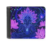 SMAZDFXX Meditating Figure Slim Men's Bi-fold Wallets PU Leather Purse with 6 Card Holders Money Clip