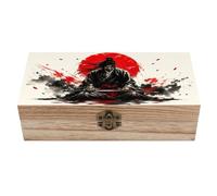 SMAZDFXX Meditative Warrior Beneath The Red Sun Wooden Storage Box