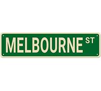 SMAZDFXX Melbourne sign Retro Aluminum Metal Sign for Street Home Office Garden Decor 4x16 Inch