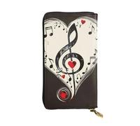 SMAZDFXX Music Symbols Love Printed Leather Wallet with 12 Card Holder and 3 Money Clip - Long Clutch for Men Women