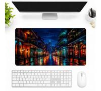 SMAZDFXX Neon Reflections On Historic Streets Large Extended Gaming Mouse Pad 16"x30", Desk Mat