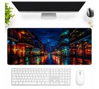SMAZDFXX Neon Reflections On Historic Streets Large Extended Gaming Mouse Pad 16"x36", Desk Mat