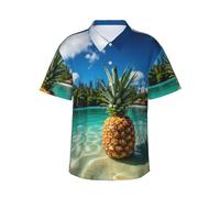 SMAZDFXX Ocean Beach Pines Print Men's Hawaiian Shirts Short Sleeve Beach Shirts Button Down Casual Tops