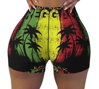 SMAZDFXX One Loves Jamaica Rasta Reggae Music Caribbean Women's Workout Shorts Yoga Shorts Elastic Athletic Short Fitness Pant