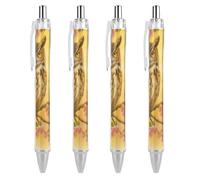 SMAZDFXX Owl on Blossom Branch at Sunset Retractable Ballpoint Pen with 0.5 Mm Point Black Ink Smoothly Writing 4 PCS