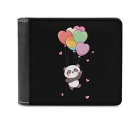SMAZDFXX Panda and Rainbow Heart Balloons Printed Leather Wallet for Men ID Card Bifold Front Pocket Slim Purse Money Clip