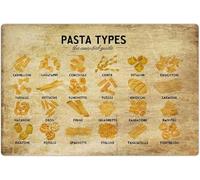 SMAZDFXX Pasta Types Metal Tin Signs Cooking the Essential Guide Posters Home Kitchen Wall Art Decor Cooking Lovers Room Restaurant Retro Plaque Decoration 8x12 Inch