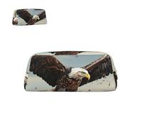 SMAZDFXX Pencil Case Large Capacity Pencil Pouch Leather an Eagle Flies Over Pencil Bag Portable Pouch Bags Aesthetic Pencil Case Pouch Cute Makeup Bag Waterproof Pen Bag for Office Supplies