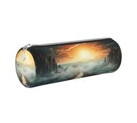 SMAZDFXX Pencil Case Large Capacity Pencils Pouch Leather Divided Sea Pathway Pencil Bag Portable Pouch Bags Aesthetic Pencils Case Pouch Cute Makeup Bags Waterproof Pen Bag for Office Supplies