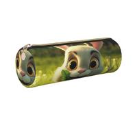 SMAZDFXX Pencil Case Large Capacity Pencils Pouch Leather Happy Smiling Rabbit Pencil Bag Portable Pouch Bags Aesthetic Pencils Case Pouch Cute Makeup Bags Waterproof Pen Bag for Office Supplies