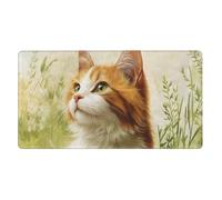 SMAZDFXX Pretty Orange and White Cat Mouse Pad Large Size Anti Slip Rubber Base Mouse Pads 16x29.5 Inches