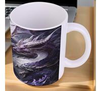 SMAZDFXX Purple and White Dragons Mug Personalized Coffee Mug Sublimation Mugs Ceramic Mugs Tea Cup Funny Coffee Cup Unique Gift Tea Cups for Coffee Tea Latte Soup Milk Hot Cocoa 11 Oz