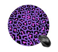 SMAZDFXX Purple Leopard Skin Pattern Mouse Pad Round Mouse Mat Non-Slip Rubber Base Mousepad for Computer Laptop Gamer Home Office Desk Accessories 8in