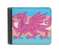 SMAZDFXX Queer Welsh Trans Dragon Slim Men's Bi-fold Wallets PU Leather Purse with 6 Card Holders Money Clip