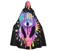 SMAZDFXX Rainbow Splatter Space Alien Third Eye Adult Halloween Hooded Cape