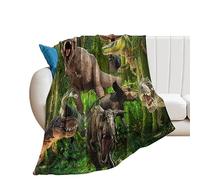 SMAZDFXX Realistic Wildlife Dinosaur Blanket Lightweight FlannelAbstract Tropical Jungle Cool Animal Dino Print Throw Blanket for Women Men Soft Cozy Plush Warm Fleece Birthday Gifts 70"x83"