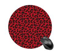 SMAZDFXX Red Leopard Skin Pattern Mouse Pad Round Mouse Mat Non-Slip Rubber Base Mousepad for Computer Laptop Gamer Home Office Desk Accessories 8in