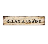 SMAZDFXX Relax & Unwind Retro Tin Signs Aluminum Metal Sign for Kitchen Home Garden Wall Bar Cafe Decor 4x16 Inch