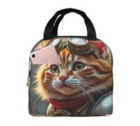 SMAZDFXX Reusable Lunch Bag Women Insulated Lunch Box for Men Adult Cat Steampunk Outfit Goggles Gears Portable for Office Travel Work Picnic Camping Leakproof Cooler Bag Home