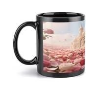 SMAZDFXX Rose Flower Sea with Castle Mugs Cute Ceramic Mugs with Large Handle 12 Oz Novelty Cup for Latte Hot Cocoa Tea Stylish Daily Office and Home