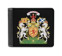 SMAZDFXX Royal Coat of Arms of The Kingdom of Scotland Printed Leather Wallet for Men ID Card Bifold Front Pocket Slim Purse Money Clip