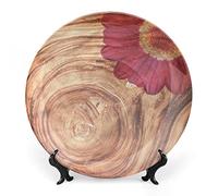 SMAZDFXX Rustic Dinner Plate, Lilac Flowers Bouquet on Wood Table Spring Nature Print Ceramic Display Plate for Decorative Ornaments Giving Plates