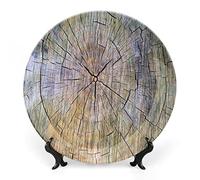 SMAZDFXX Rustic Dinner Plate, Lilac Flowers Bouquet on Wood Table Spring Nature Print Ceramic Display Plate for Decorative Ornaments Giving Plates