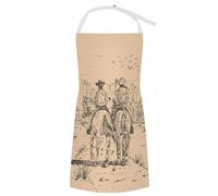 SMAZDFXX Rustic Western Cowboy Horse Kitchen Waterproof Apron for Men Adjustable Cooking Baking BBQ Apron Gift for Adult