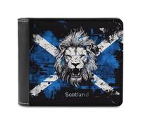 SMAZDFXX Scotland Scottish Lion Printed Leather Wallet for Men ID Card Bifold Front Pocket Slim Purse Money Clip